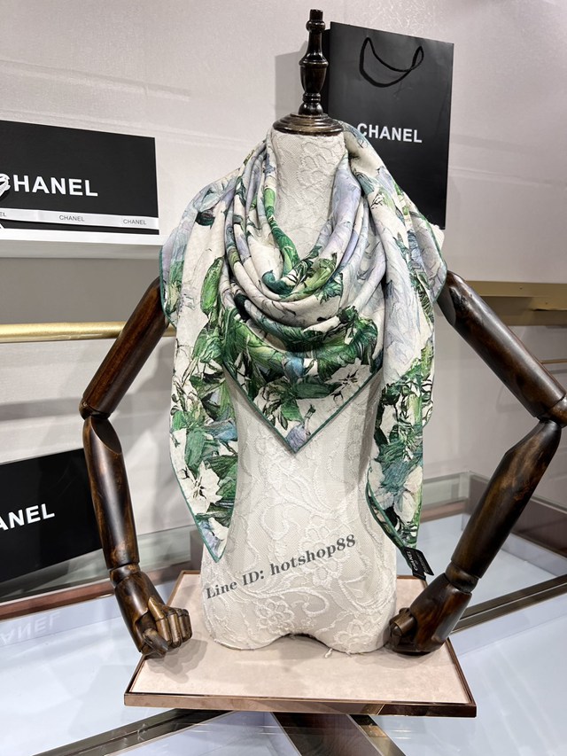 CHANEL專門店新款香奈兒雙面油畫風格100%雙面羊絨方巾女士圍巾披肩 mmyj1265